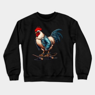 Retro cool rooster skateboarder Crewneck Sweatshirt